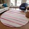 Homeroots 8' Pink Ivory And Gray Round Striped Washable Indoor Outdoor Area Rug 597351 - alternate 5