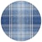 Homeroots 8' Navy Blue Black And Ivory Round Plaid Washable Indoor Outdoor Area Rug 596347 - alternate 2