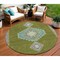 Homeroots 8' Olive Green Pink And Ivory Round Oriental Washable Indoor Outdoor Area Rug 598432 - alternate 1