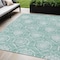 Homeroots 5' X 8' Turquoise Teal Blue And Ivory Medallion Washable Indoor Outdoor Area Rug 587771 - alternate 1