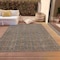 Homeroots 5' X 8' Taupe Denim Blue And Olive Green Striped Washable Indoor Outdoor Area Rug 615096 - alternate 3