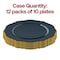 Smarty Had A Party 10.25" Navy with Gold Rim Round Blossom Disposable Plastic Dinner Plates (120 Plates), 120PK 4840NG-CASE - alternate 3
