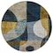Homeroots 8' Blue Gold And Gray Round Abstract Washable Indoor Outdoor Area Rug 604490 - alternate 5