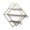 Homeroots 30" Antiqued Brass And Brown Metal And Solid Wood Diamond Shaped Accent Shelf 608663 - alternate 2