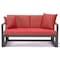 Leisuremod Chelsea Black Sectional With Adjustable Headrest & Coffee Table With Red Cushions CSLBL-80R - alternate 3