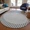 Homeroots 8' Gray And Ivory Round Striped Washable Indoor Outdoor Area Rug 597165 - alternate 3
