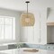 Homeroots Natural And Black Rattan And Metal LED Dimmable Barrel Outdoor Hanging Pendent Light 683475 - alternate 2