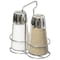 Basicwise Multifunctional Glass Salt and Pepper Shaker Set with Stainless Steel Holder - Perfect for QI004715 - alternate 1