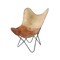 Homeroots 37" Brown Tan and Black Canvas And Leather Butterfly Chair 548249 - alternate 3