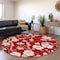 Homeroots 8' Red Ivory And Gray Round Floral Washable Indoor Outdoor Area Rug 599918 - alternate 4