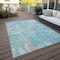 Homeroots 5' X 8' Teal Blue Aqua And Taupe Geometric Washable Indoor Outdoor Area Rug 589435 - alternate 4