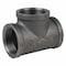 Zoro Select Tee Black Coated Malleable Iron Pipe Fitting, 2" Pipe, Female BSPT, Malleable Iron, Class 150 793FG8 - alternate 1