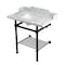 Kingston Brass 36-Inch Carrara Marble Console Sink with Brass Legs and Shelf, 8-Inch, 3-Hole LMS36MBSQB0 - alternate 1