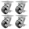 Hyw Products Heavy Duty Caster Set 4in Plastic Wheels, 4 Swivel with Brake, 4PK 40-40S-A1-HP-TB-4 - alternate 1