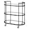 Homeroots Black Steel And Glass Oval Rolling Bar Cart 530455 - alternate 4
