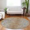 Homeroots 8' Terra Cotta Silver And Charcoal Round Oriental Washable Indoor Outdoor Area Rug 588848 - alternate 3