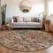 Homeroots 8' Brown Gray And Tan Round Geometric Washable Indoor Outdoor Area Rug 603235 - alternate 4