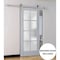 Sartodoors Slab Barn Door Panel Frosted Glass Grey 36x96 Solid Core Modern Interior VEREGIO7412S-GRE-3696 - alternate 1