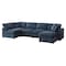 Homeroots 65" Dark Blue Fabric Modular Sleeper Sofa With Ottoman 568281 - alternate 1