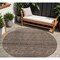 Homeroots 8' Coffee And Ivory Round Geometric Washable Indoor Outdoor Area Rug 605586 - alternate 1