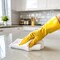 Power Clean DISPOSABLE LATEX GLOVES - 12in - 14 MIL - LARGE - YELLOW - 12PK KG12L-12 - alternate 2