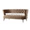 Homeroots 62in Beige And Gold Velvet Loveseat 489287 - alternate 1