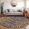 Homeroots 8' Navy Blue And Pink Round Animal Print Washable Indoor Outdoor Area Rug 600680 - alternate 6
