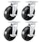 Hyw Products Heavy Duty Caster Set 8in Plastic Wheels, 4 Swivel with Brake, 4PK 40-80S-A1-HP-TB-4 - alternate 1