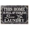 Homeroots 16" X 24" Black and White Endless Love And Laundry Wood Wall Decor 489614 - alternate 1