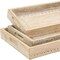 Homeroots Set of Three White Rectangular Solid Wood Handmade Serving Tray With Handles 526349 - alternate 2