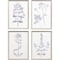 Homeroots Set Of Four Navy Botanicals Silver Framed Print Wall Art, 4PK 526941 - alternate 1