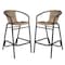 Flash Furniture Lila  Commercial Grade Indoor-Outdoor PE Rattan Restaurant Barstool with Black Aluminum Frame and Footrest in Medium Brown, PK2 2-SDA-AD632032R-DK-BN-GG - alternate 1