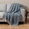 Homeroots 50" X 60" Navy Blue And White Chevron Cotton Throw Blanket with Fringe 518777 - alternate 2