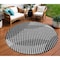 Homeroots 8' Gray And Black Round Geometric Washable Indoor Outdoor Area Rug 597639 - alternate 1