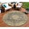 Homeroots 8' Charcoal And Beige Round Medallion Washable Indoor Outdoor Area Rug 616462 - alternate 1
