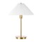 Jonathan Y Freida 21.25" Modern Glam Metal Column LED Table Lamp w/USB Charging Port and Pleated Shade, Brass Go JYL1149A - alternate 5