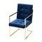 Homeroots Set of Two Tufted Navy Blue and Gold Upholstered Velvet Dining Arm Chairs 543520 - alternate 3