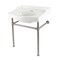 Kingston Brass 30" Ceramic Console Sink with Stainless Steel Legs, 8-Inch, 3-Hole, White/Brushed Nickel VPB33088ST - alternate 1