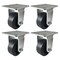 Hyw Products Heavy Duty Caster Set 4in Rubber on Cast Iron Wheels, 4 Rigid, 4PK 40-40R-A1-RC-4 - alternate 1