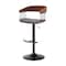 Homeroots Gray and Black Faux Leather with Metal Swivel Adjustable Height Bar Chair 534461 - alternate 3