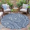 Homeroots 8' Blue And Ivory Round Geometric Washable Indoor Outdoor Area Rug 631379 - alternate 4