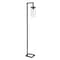 Homeroots 67" Black Reading Floor Lamp With Clear Transparent Glass Drum Shade 523403 - alternate 1