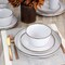 Elama Arthur 16 Piece Stoneware Dinnerware Set in Matte White with Gold Rim ELM-ARTHUR16 - alternate 3