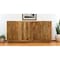 Homeroots 72in Natural Distressed Solid Wood Carved Geometric Sideboard with Four Doors 488643 - alternate 2