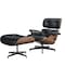 Homeroots 27" Black and Light Brown Tufted Genuine Leather Swivel Lounge Chair With Ottoman 636224 - alternate 5