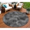 Homeroots 8' Gray Charcoal And Silver Round Abstract Washable Indoor Outdoor Area Rug 587136 - alternate 1
