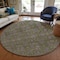 Homeroots 8' Olive Green Beige And Taupe Round Floral Washable Indoor Outdoor Area Rug 582298 - alternate 4
