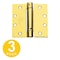 Global Door Controls 4.5 in. x 4.5 in. Bright Brass Spring Full Mortise Square Corner Door Hinge with Fixed Pin Pack of 3 CPS4545-US3-3 - alternate 1
