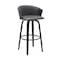 Homeroots 30" Gray And Black Faux Leather Swivel Bar Height Bar Chair 534424 - alternate 4