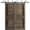 Sartodoors Sliding Closet Barn Bypass Doors 64 x 96in, Cognac Oak W/ Black Glass, Sturdy 6.6ft Rails VEREGIO7588BBB-AKA-6496 - alternate 7